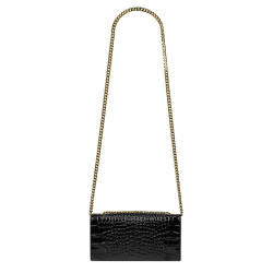 Women shoulder bag 012g croco patent black