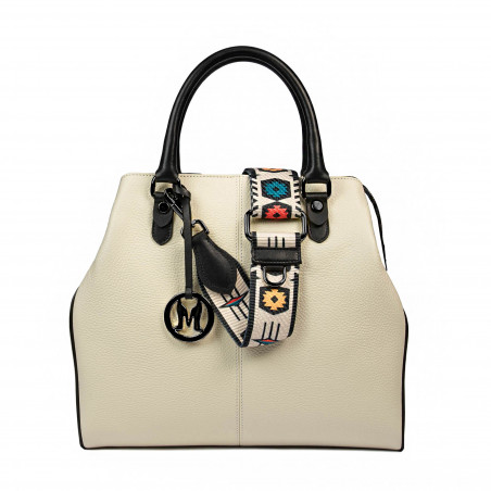 Women hand bag 002g 01 beige+black