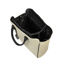 Women hand bag 002g 01 beige+black
