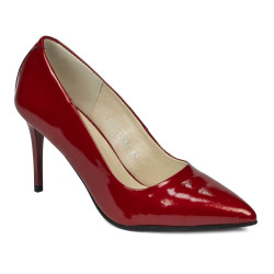 Women stylish, elegant shoes 1293 patent red pearl