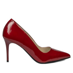 Women stylish, elegant shoes 1293 patent red pearl