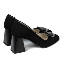 Women stylish, elegant shoes 1291 black antilopa