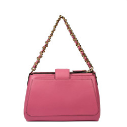Women shoulder bag 003g pink barbie+black