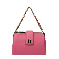Women shoulder bag 003g pink barbie+black