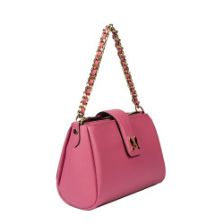 Women shoulder bag 003g pink barbie+black