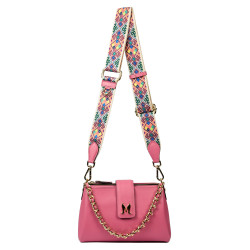 Women shoulder bag 003g pink barbie+black