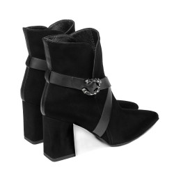 Women boots 1192 black antilopa