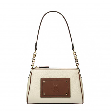 Women shoulder bag 016g beige latte combined