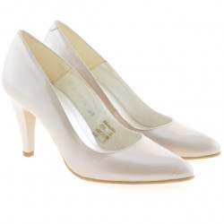 Women stylish, elegant shoes 1234 patent beige pearl