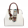 Women hand bag 002g beige latte+brown