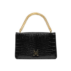 Women shoulder bag 010g croco patent black