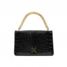 Women shoulder bag 010g croco patent black
