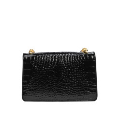 Women shoulder bag 010g croco patent black