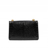 Women shoulder bag 010g croco patent black