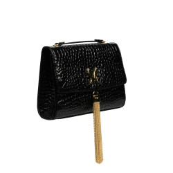 Women shoulder bag 009g croco patent black