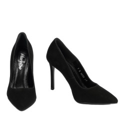 Women stylish, elegant shoes 1299 black antilopa