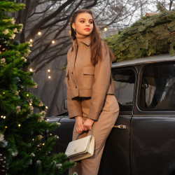 Women shoulder bag 010g beige latte caviar lifestyle