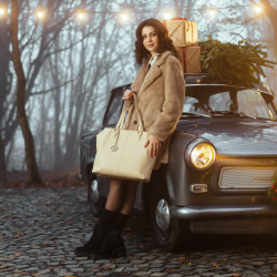 Women hand bag 001g beige lifestyle