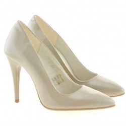 Women stylish, elegant shoes 1241 patent beige