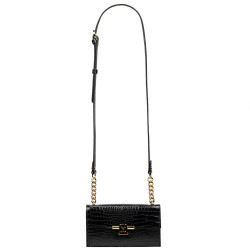 Women shoulder bag 020g croco patent black