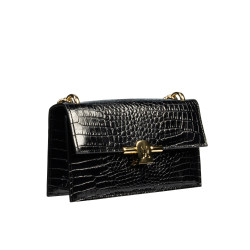 Women shoulder bag 020g croco patent black