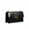 Women shoulder bag 020g croco patent black