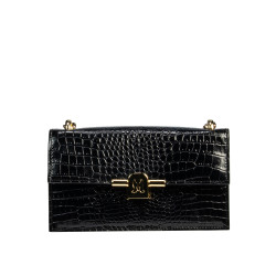Women shoulder bag 020g croco patent black