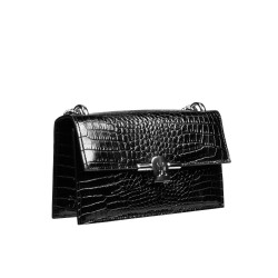 Women shoulder bag 020g 01 croco patent black