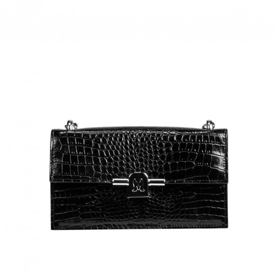 Women shoulder bag 020g 01 croco patent black