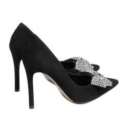 Women stylish, elegant shoes 1334 black antilopa