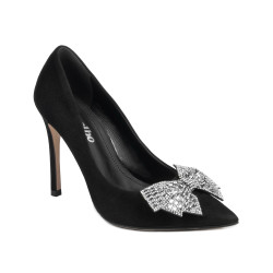 Women stylish, elegant shoes 1334 black antilopa