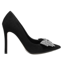 Women stylish, elegant shoes 1334 black antilopa