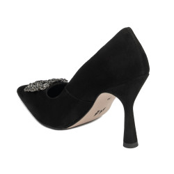 Women stylish, elegant shoes 1312 black antilopa