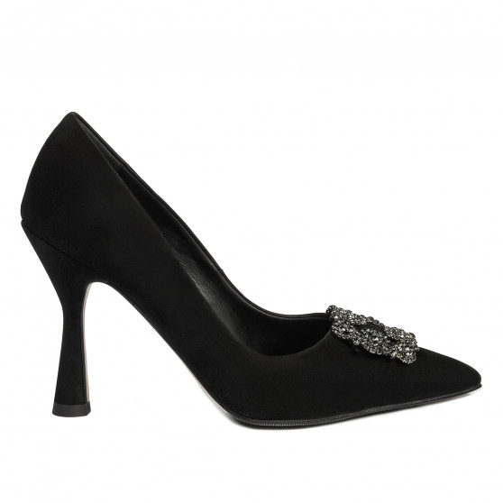Women stylish, elegant shoes 1312 black antilopa
