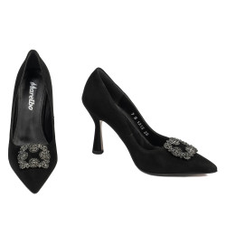 Women stylish, elegant shoes 1312 black antilopa
