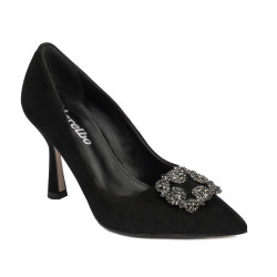 Women stylish, elegant shoes 1312 black antilopa