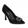 Women stylish, elegant shoes 1312 black antilopa