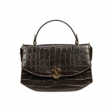 Women hand bag 023g croco dark brown