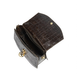 Women hand bag 023g croco dark brown