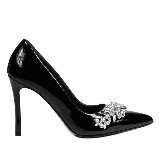 Women stylish, elegant shoes 1300 patent black