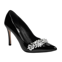 Women stylish, elegant shoes 1300 patent black