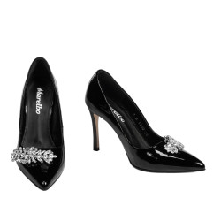 Women stylish, elegant shoes 1300 patent black