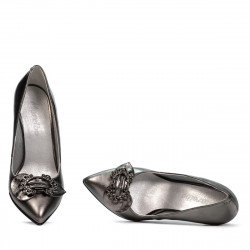 Women stylish, elegant shoes 1279 silver pearl