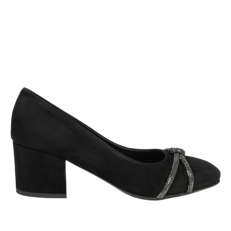 Women stylish, elegant shoes 1336 black antilopa