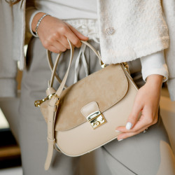 Women hand bag 022g beige latte combined lifestyle