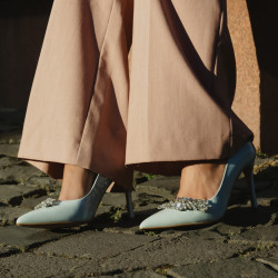 Women stylish, elegant shoes 1300 baby blue lifestyle
