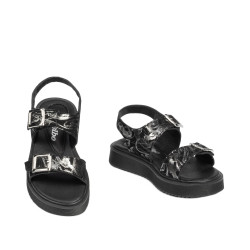 Small children sandals 81c black+silver
