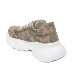 Women sport shoes 6053 cappuccino camuflaj combined