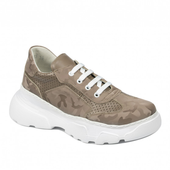 Women sport shoes 6053 cappuccino camuflaj combined