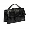 Women shoulder bag 028g 01 croco patent black